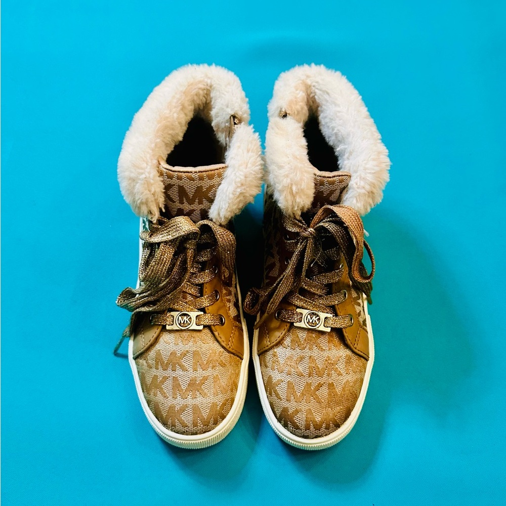 Michael Kors Brown High-Top Sneakers with Fur Lining